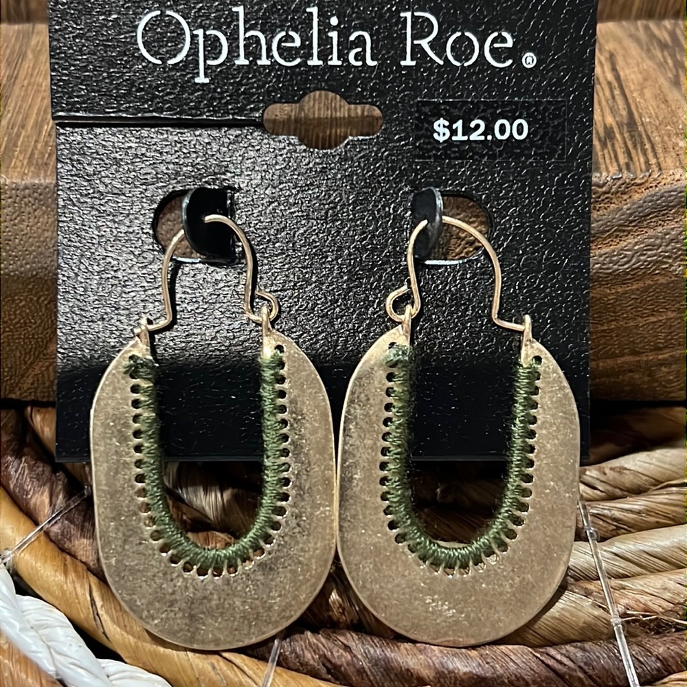 3/$18 Ophelia Roe Pierced Earrings - New - Lot 058 - Bronze with Sage Green